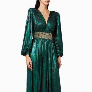 BRONX AND BANCO Zoe Emerald Metallic Gown